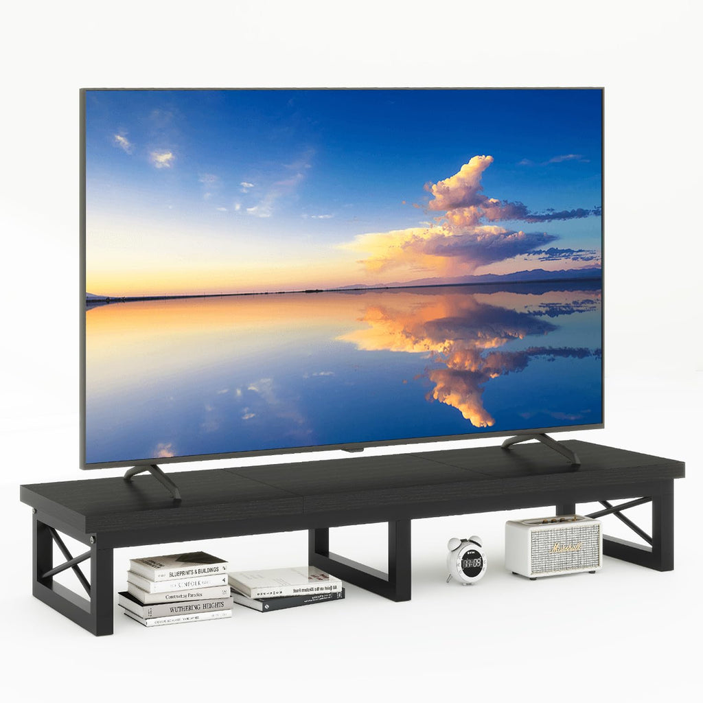 Black Steel Leg Storage TV Riser Stand