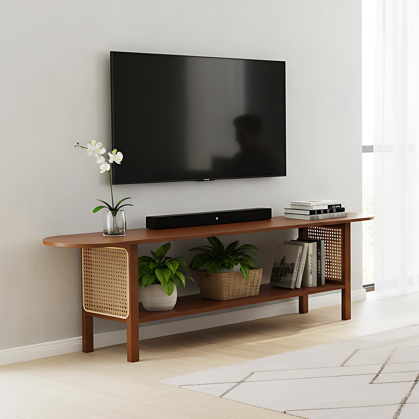 Walnut Bamboo Mid Century Media Console