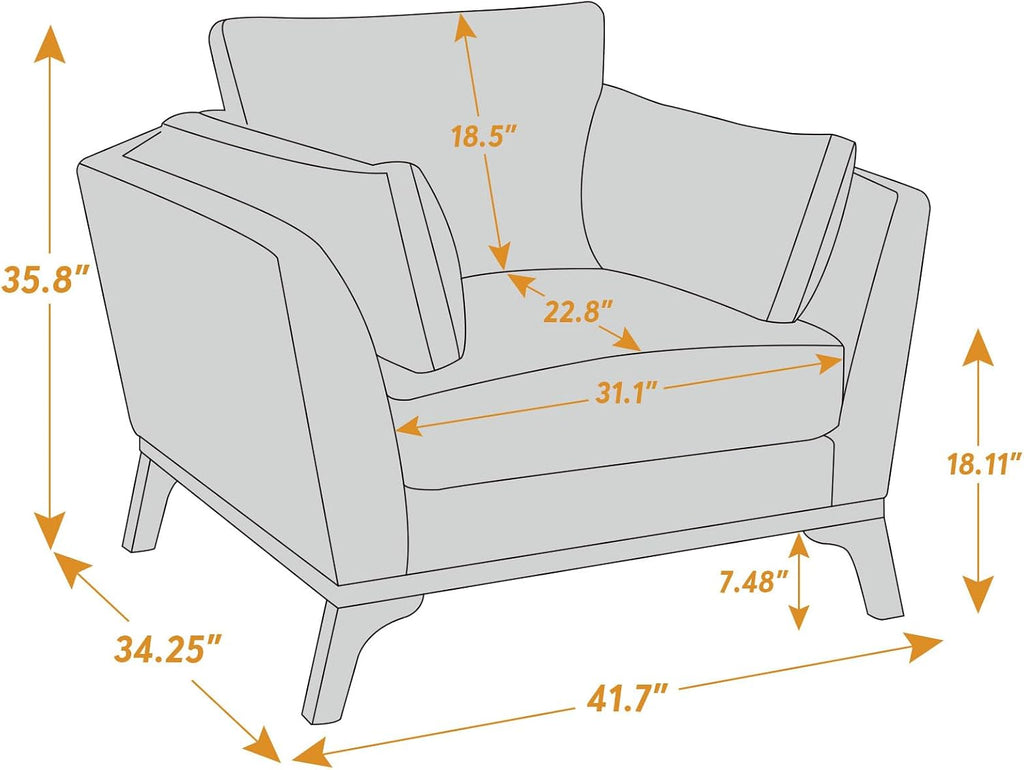Large Linen Cushioned Accent Chair for Living Bedroom