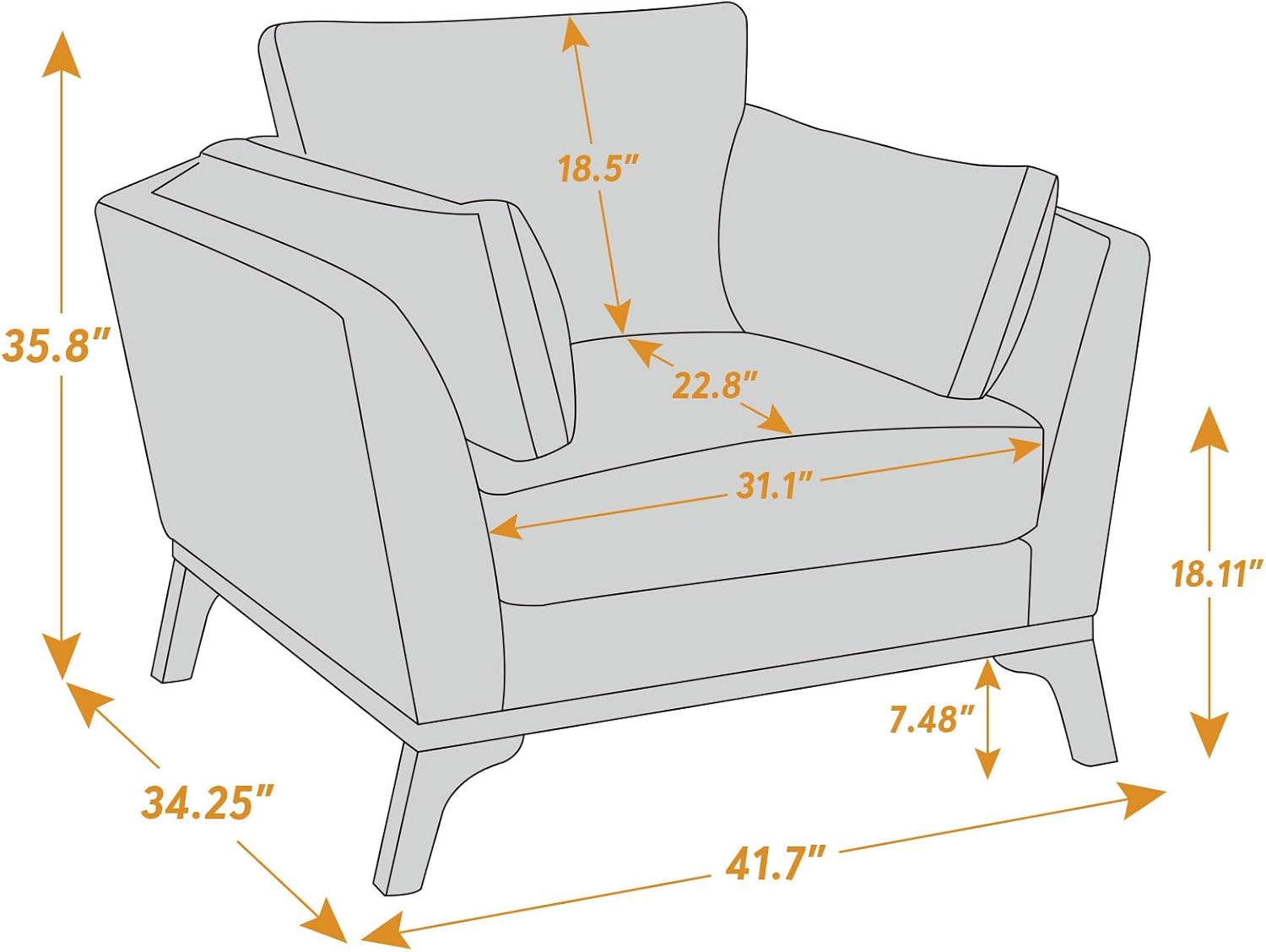 Large Linen Cushioned Accent Chair for Living Bedroom
