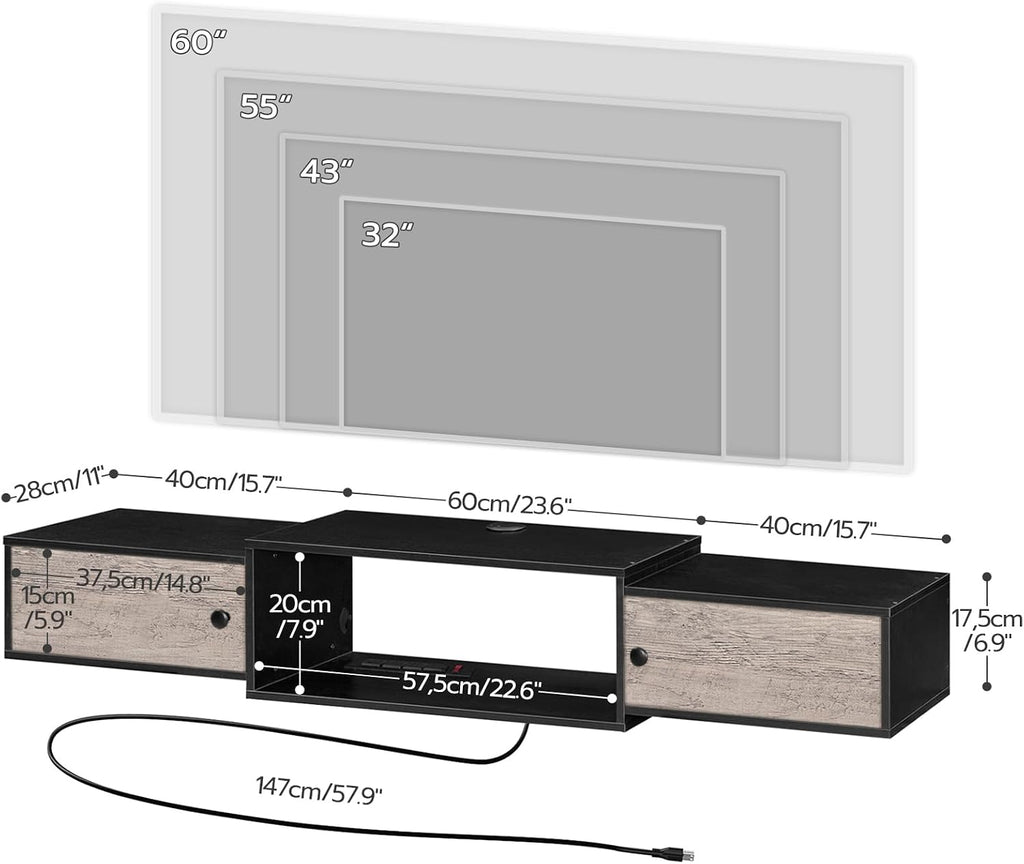 55 Inch Door Floating Media Console