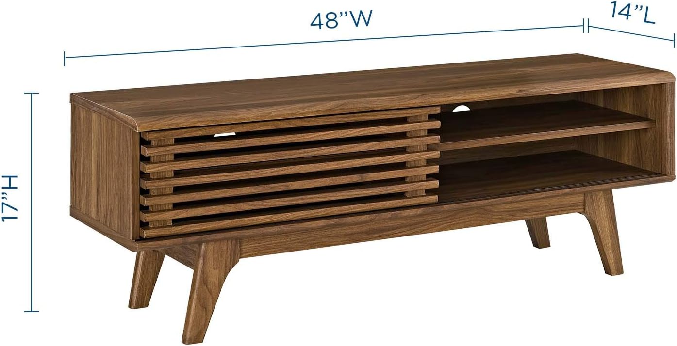 Walnut 48 Inch Mid Century Media Console