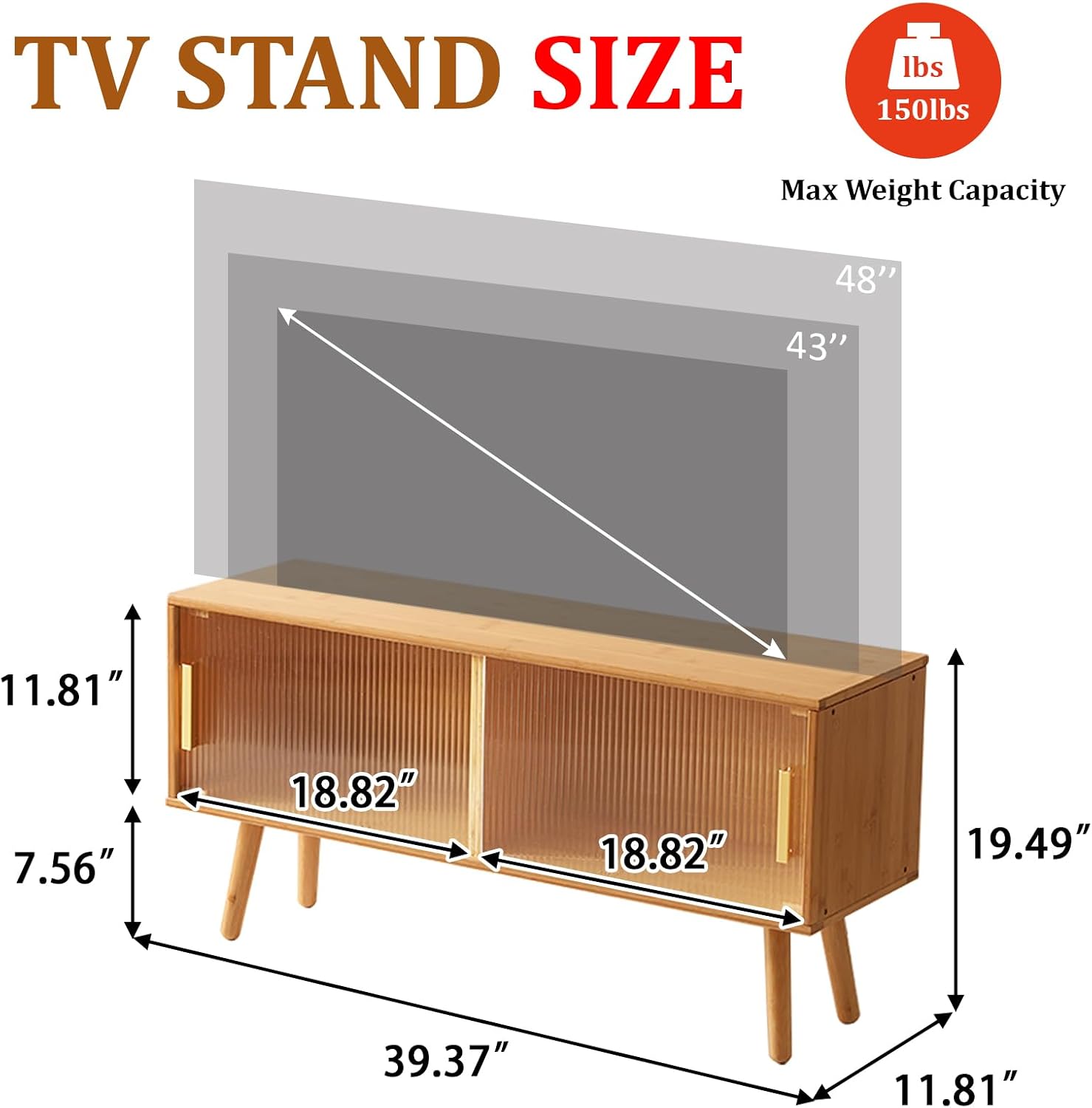 39.4 Inch Bamboo Gaming Entertainment Center