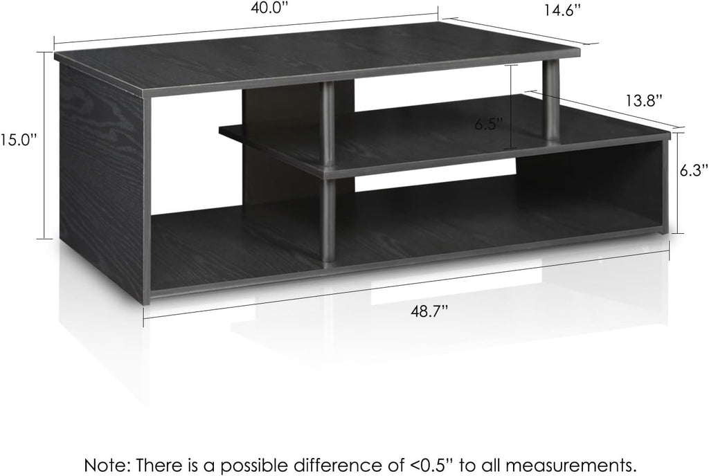 Furinno Econ Low Rise TV Stand, Black/Black