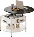 Black Lift Top Round Storage Farmhouse Coffee Table
