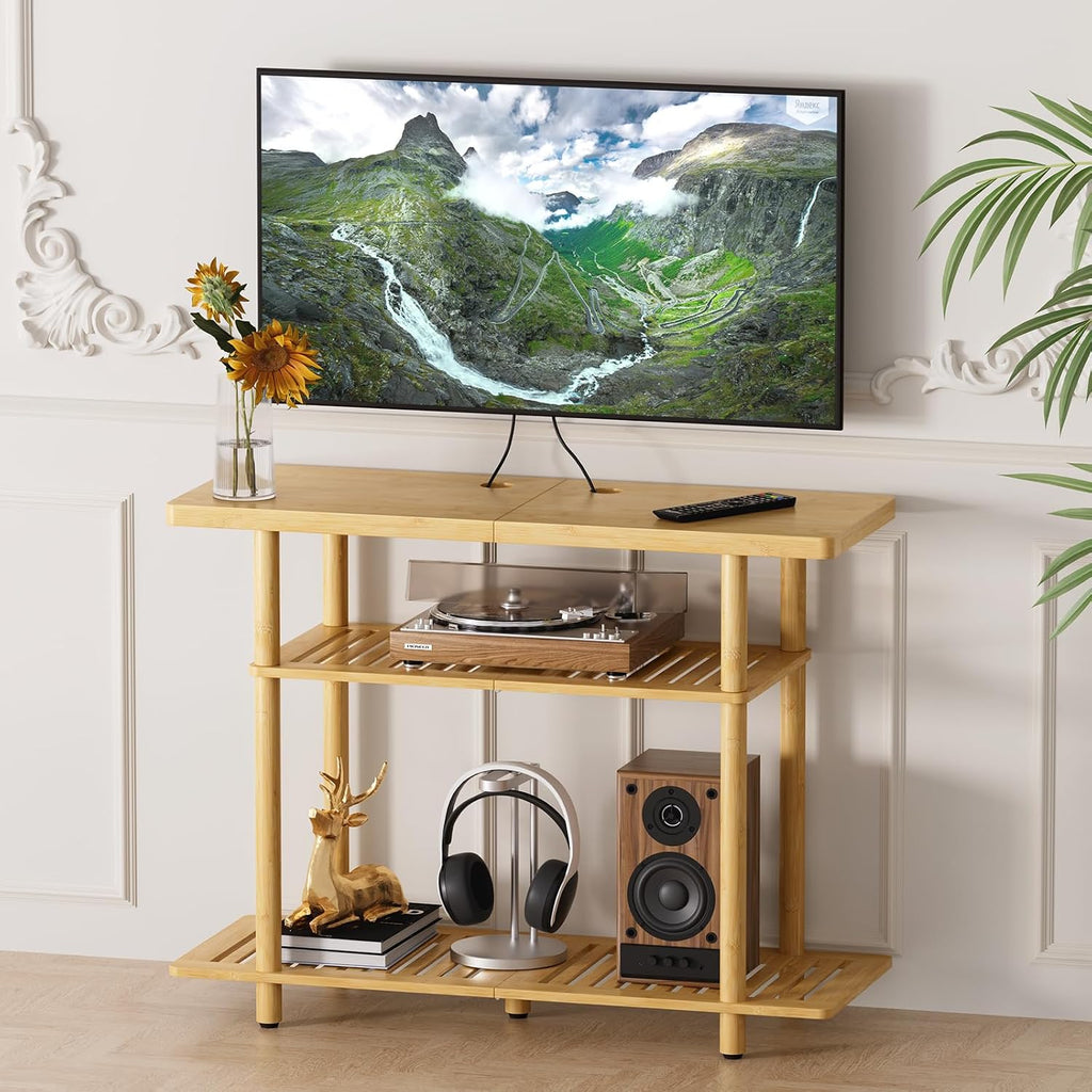 3-Tier Bamboo Corner Storage TV Stand
