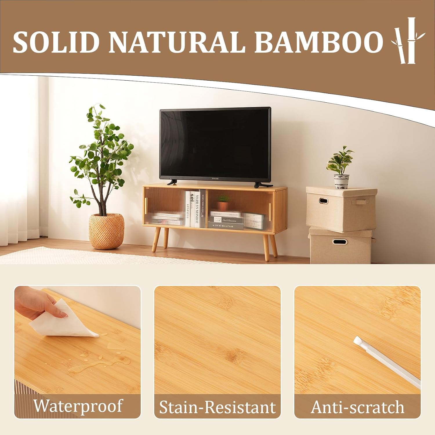 39.4 Inch Bamboo Gaming Entertainment Center