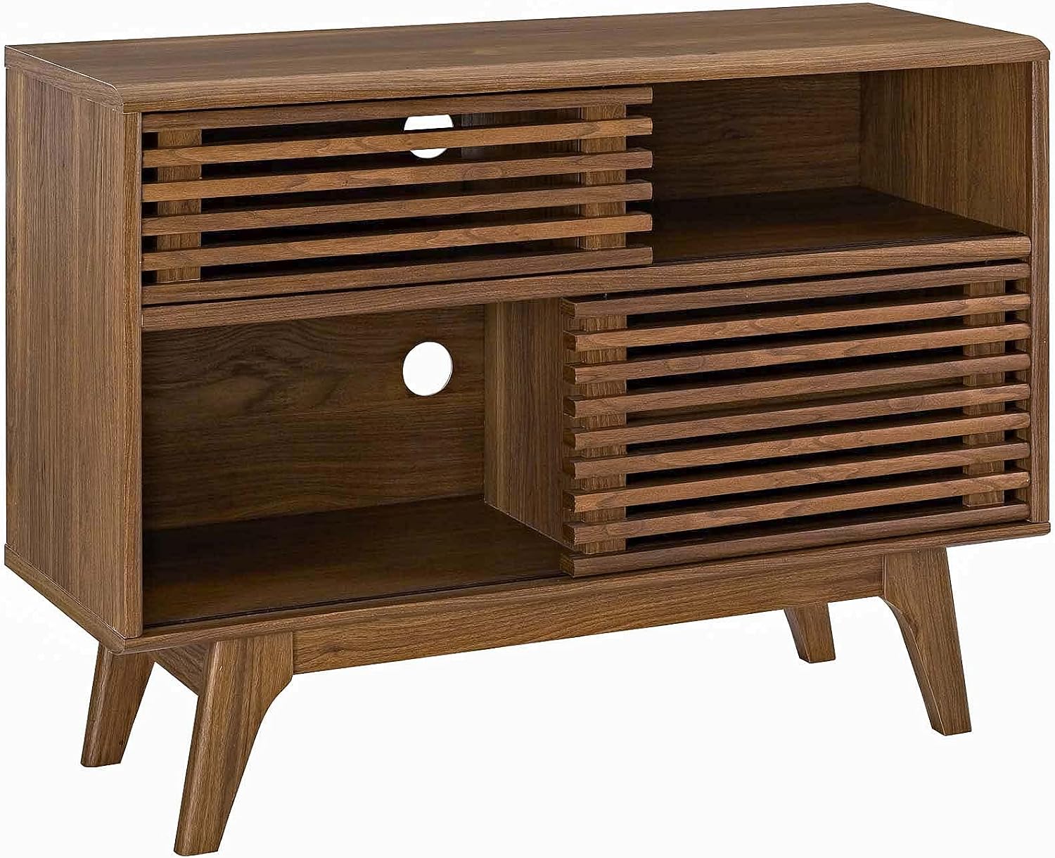 Walnut Two-Tier Mid Century Display Stand