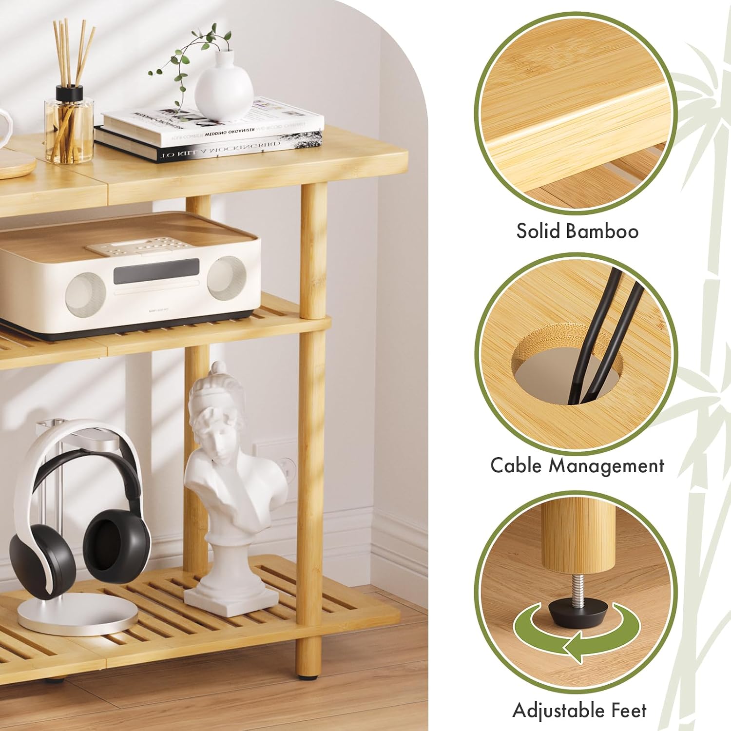 3-Tier Bamboo Corner Storage TV Stand