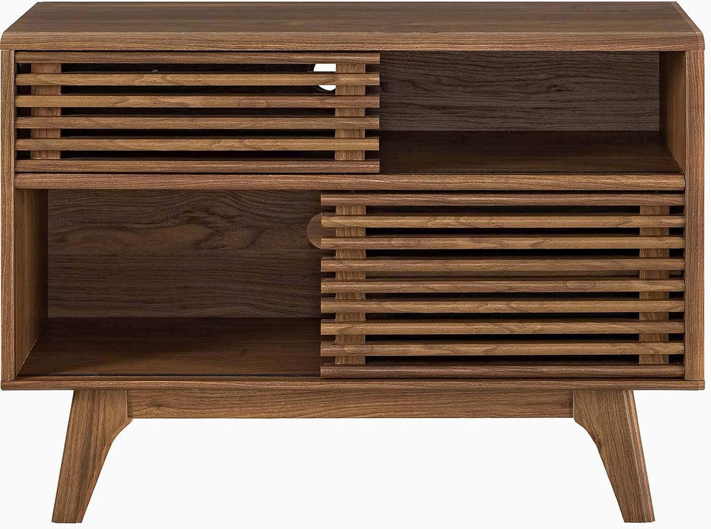 Walnut Two-Tier Mid Century Display Stand