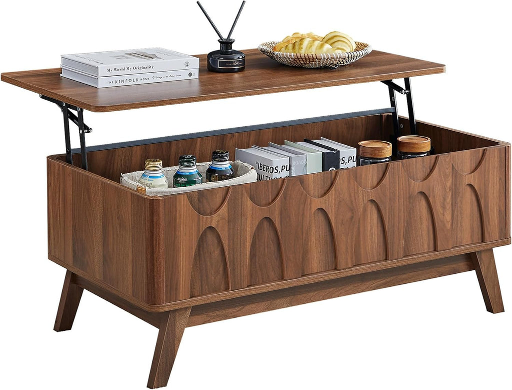 Mid Century Lift Top Storage Rectangular Coffee Table