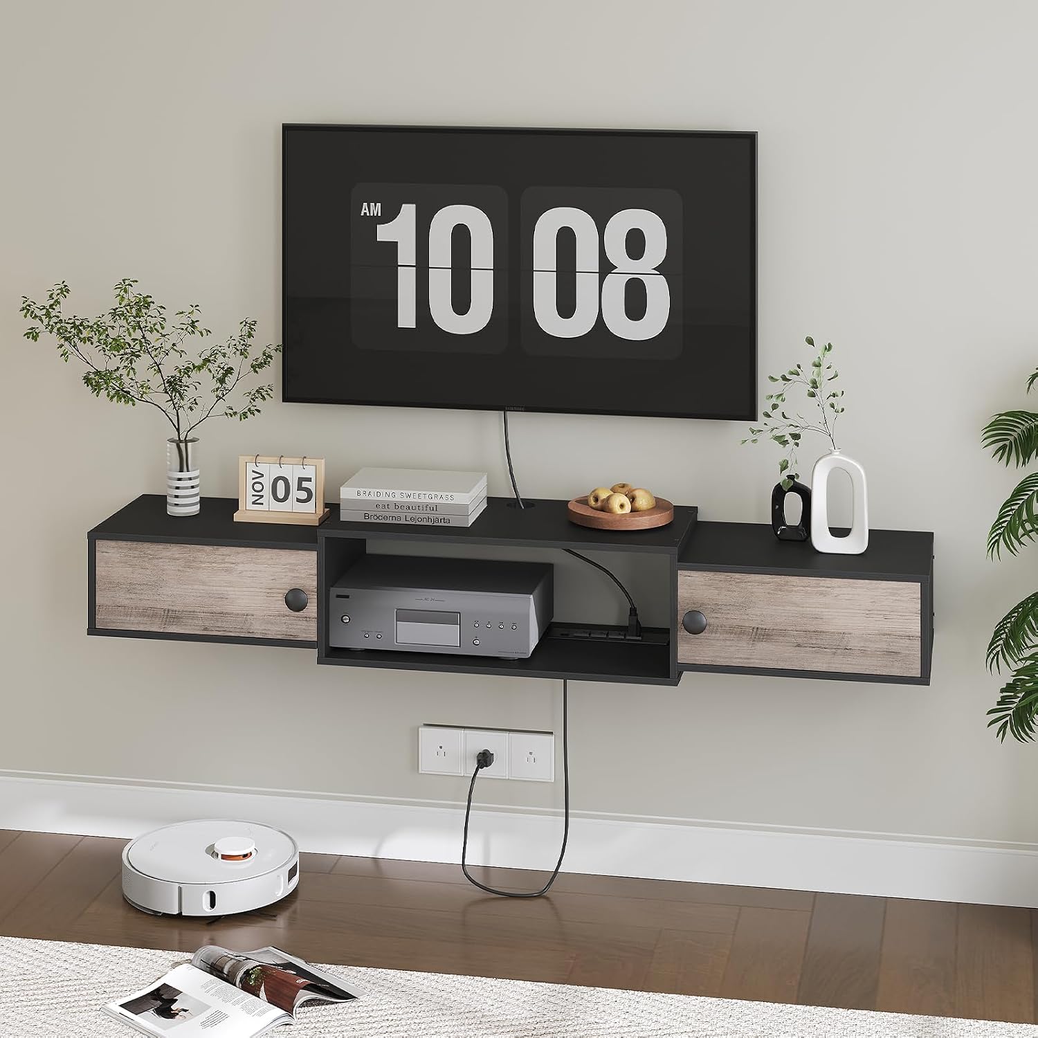55 Inch Door Floating Media Console