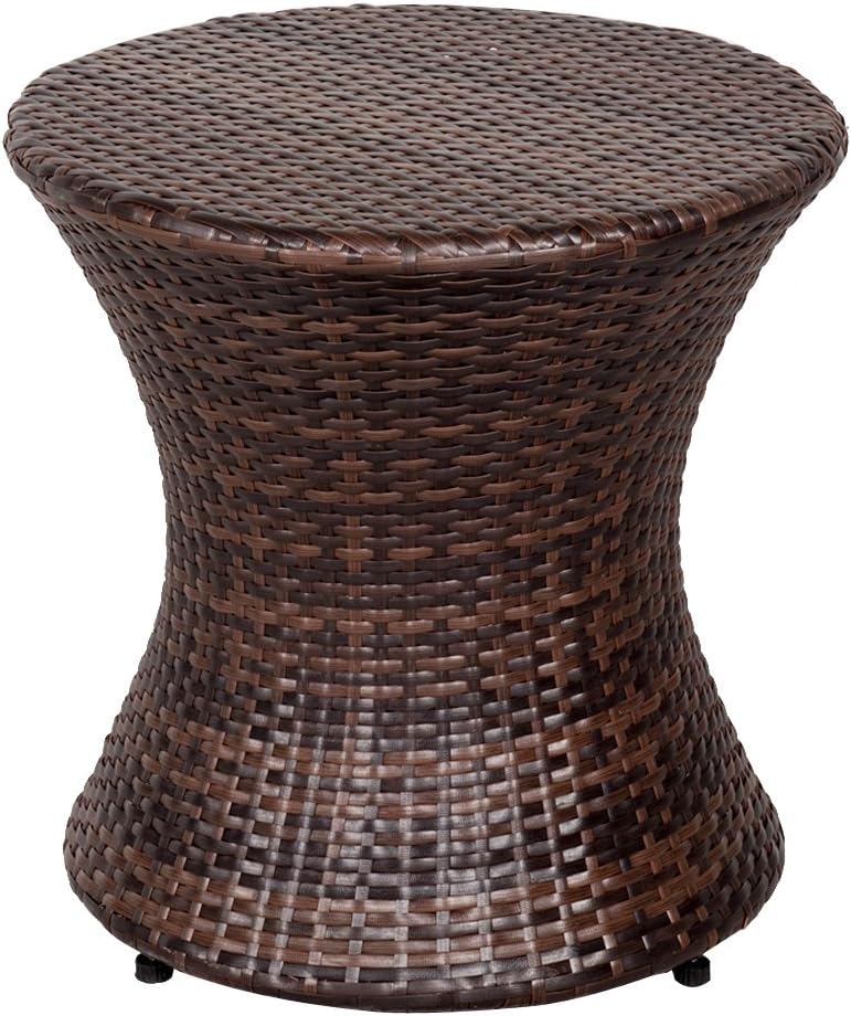 Hourglass Wicker Brown Steel Frame Side Table