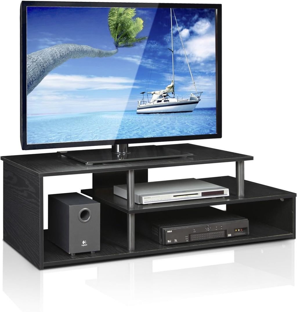 Furinno Econ Low Rise TV Stand, Black/Black