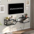 Black Wall Mount Floating TV Stand with Outlet
