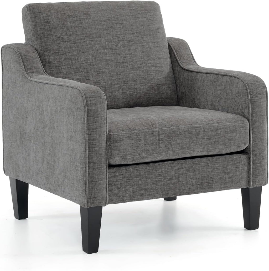 Mid Century Chenille Upholstered Light Grey Accent Chair