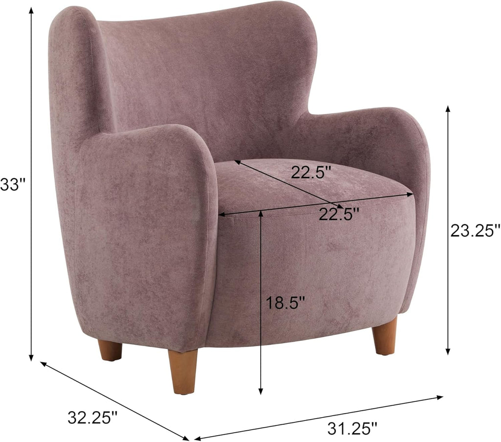 Velvet Wingback Dusty Orchid Fabric Accent Chair