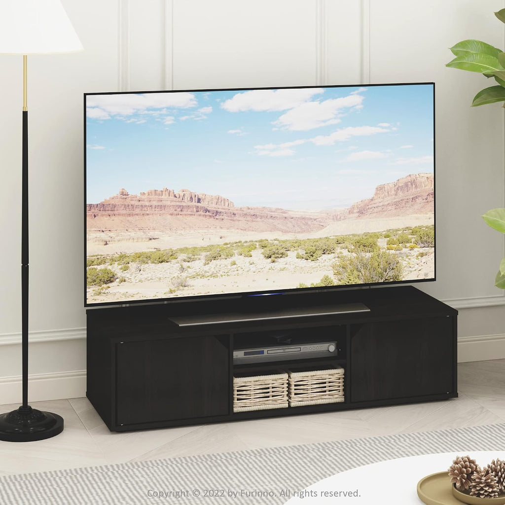 Espresso 2-Tier Door Cabinet TV Stand Console