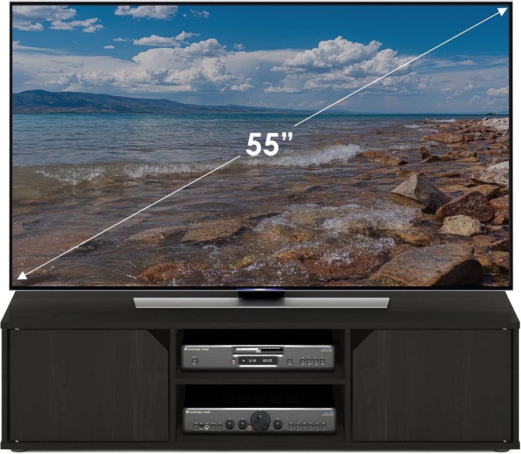 Espresso 2-Tier Door Cabinet TV Stand Console