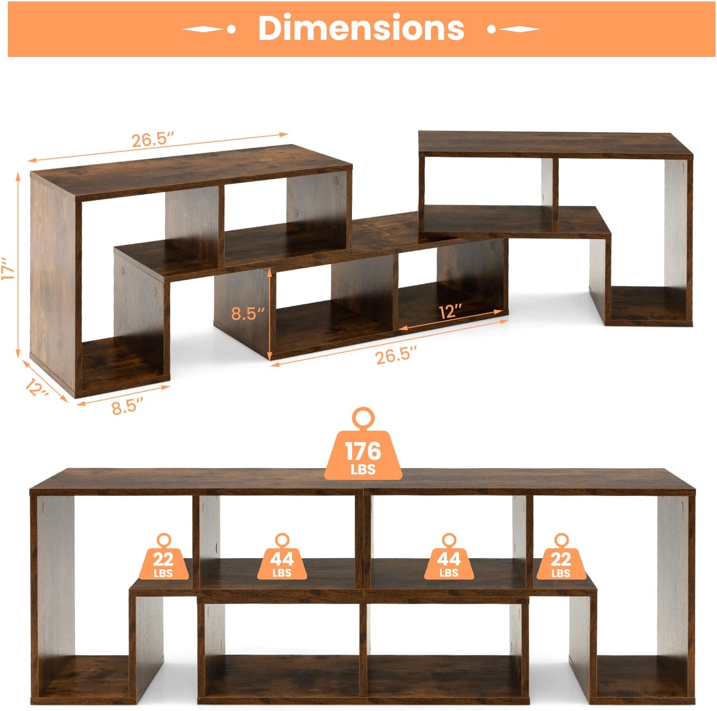 Brown 3-Piece DIY Storage TV Console Set