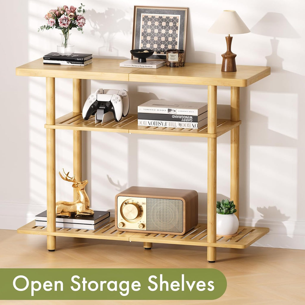 3-Tier Bamboo Corner Storage TV Stand