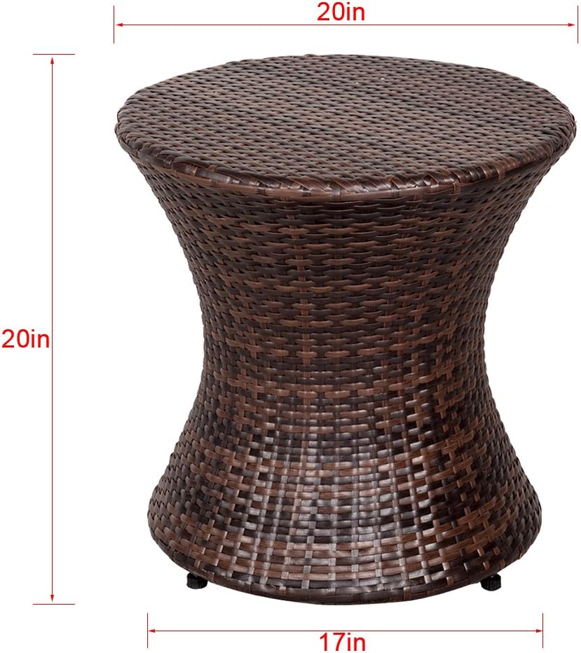Hourglass Wicker Brown Steel Frame Side Table
