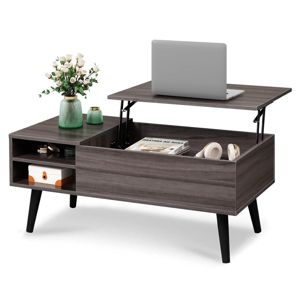Brown Mid Century Lift Top Storage Coffee Table