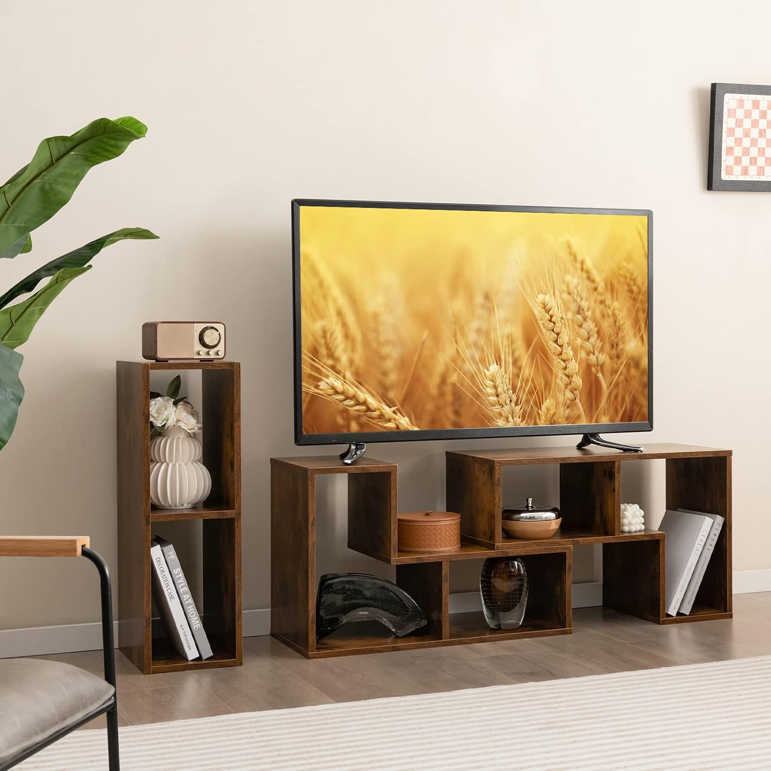 Brown 3-Piece DIY Storage TV Console Set