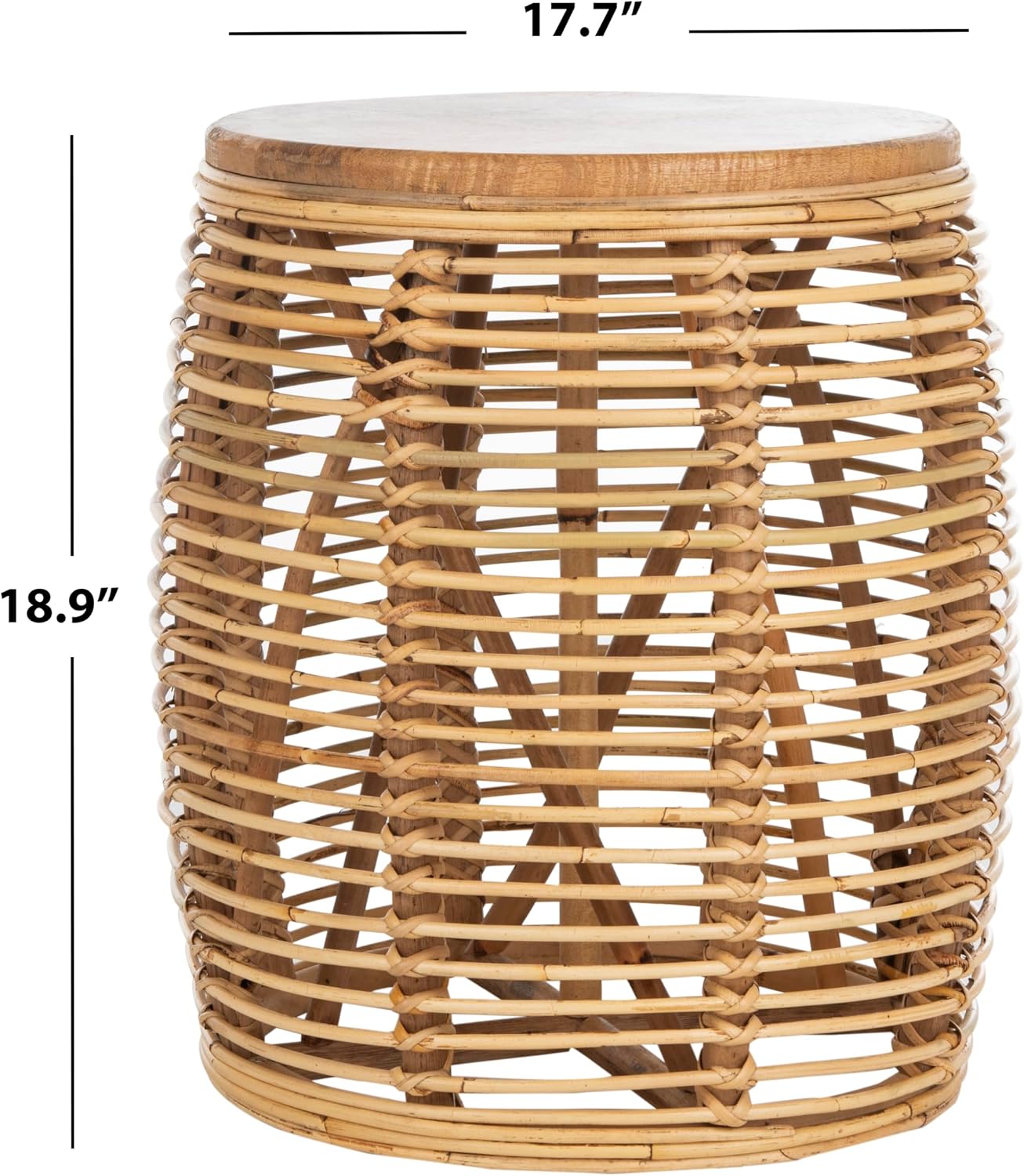Coastal Natural Woven Rattan Drum Stool Table