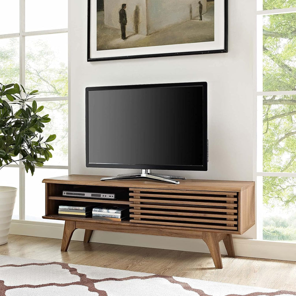 Walnut 48 Inch Mid Century Media Console