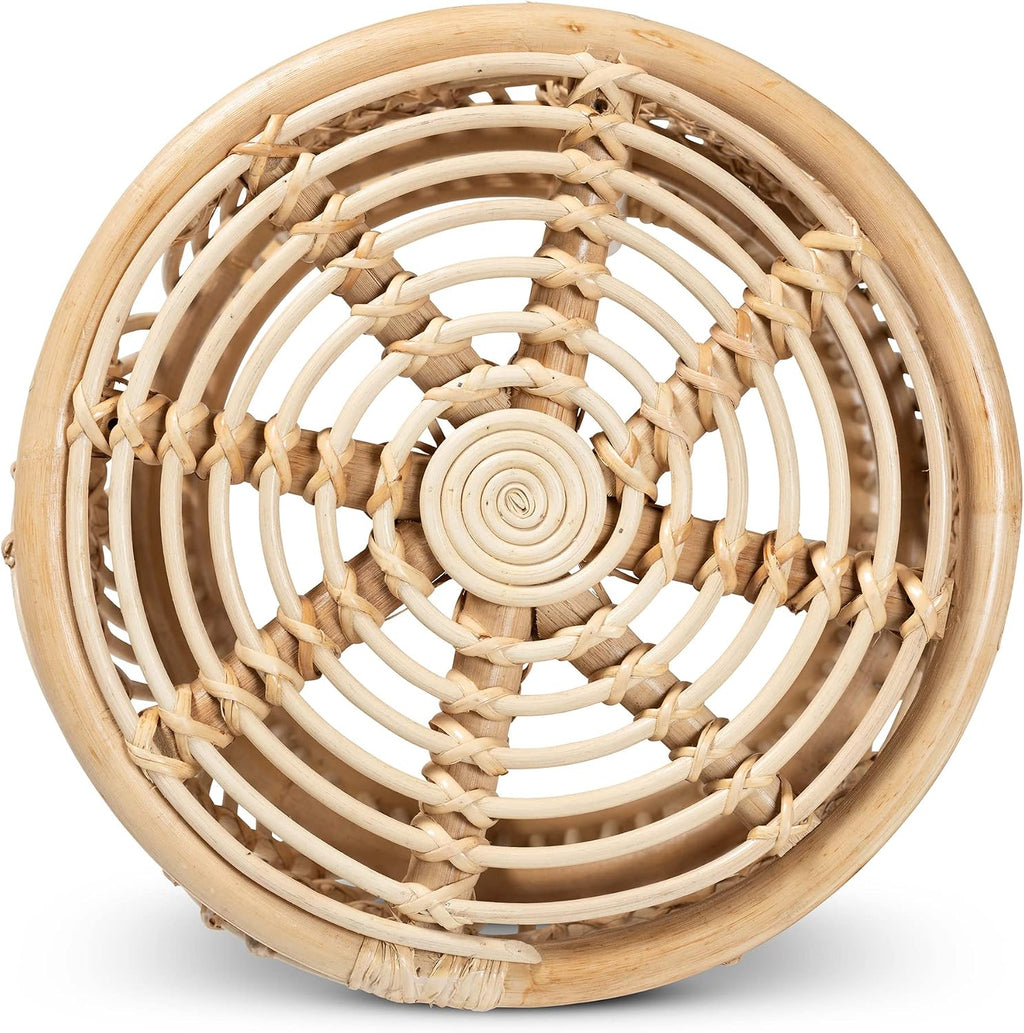 Modern Bohemian Natural Woven Rattan End Table