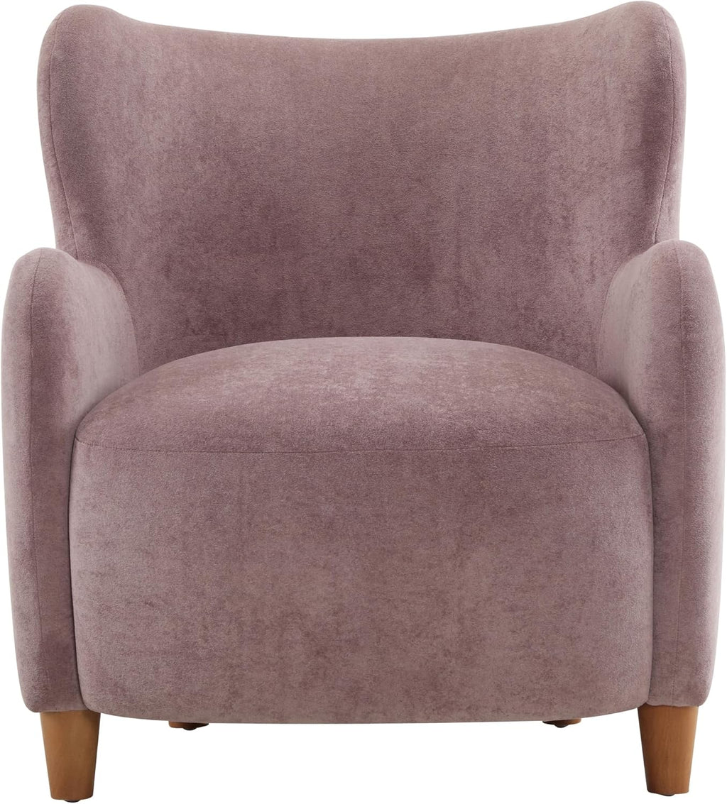 Velvet Wingback Dusty Orchid Fabric Accent Chair