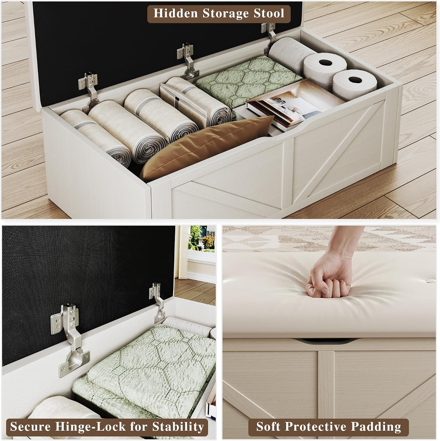 White Farmhouse Lift Top Storage Coffee Table Set
