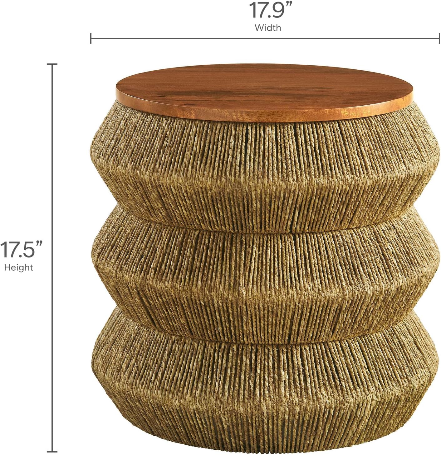 Hand Woven Seagrass Round Walnut Side Table