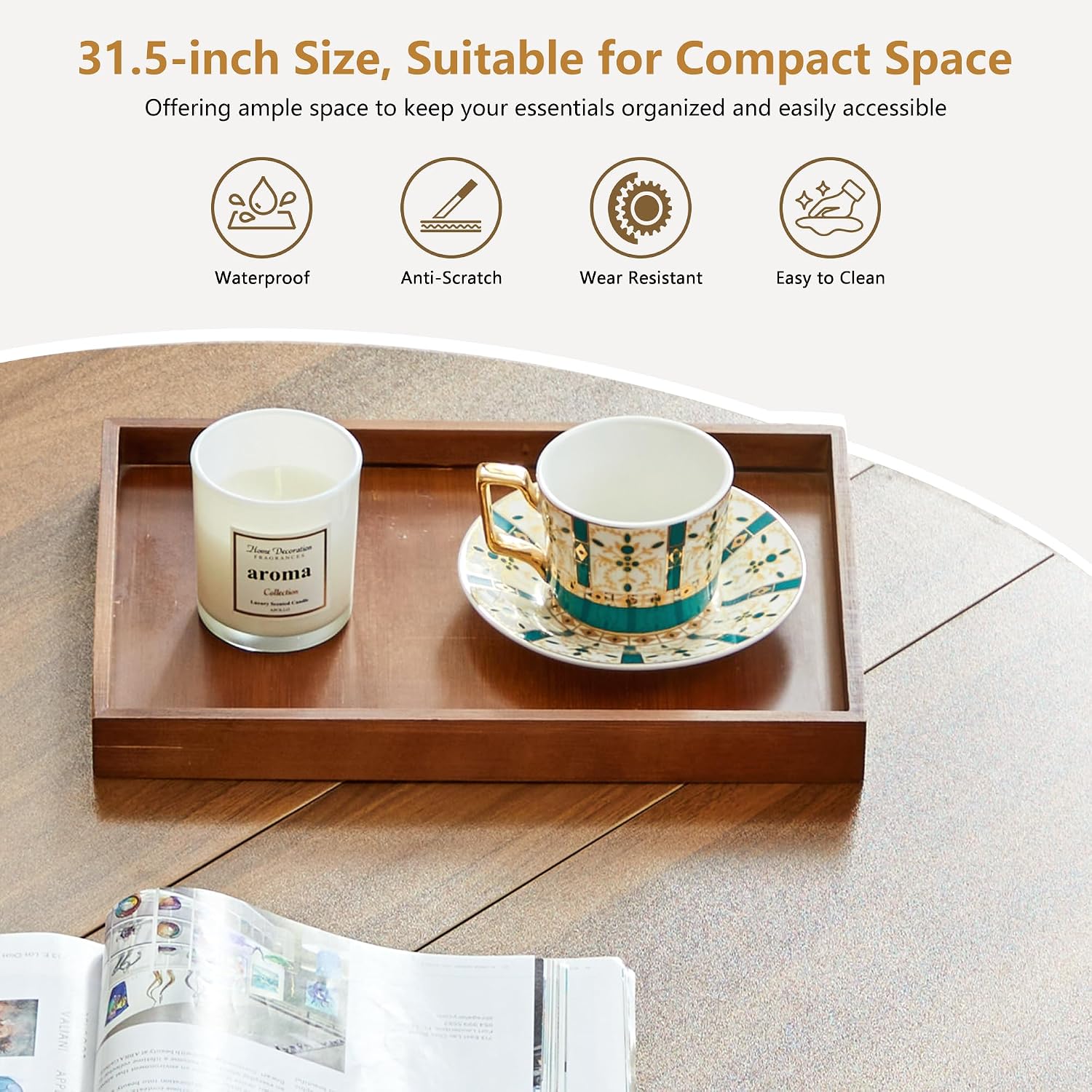 Walnut Fluted Round Lift Top Metal Frame Coffee Table