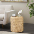 Handwoven Seagrass Drum Brown Side Accent Table