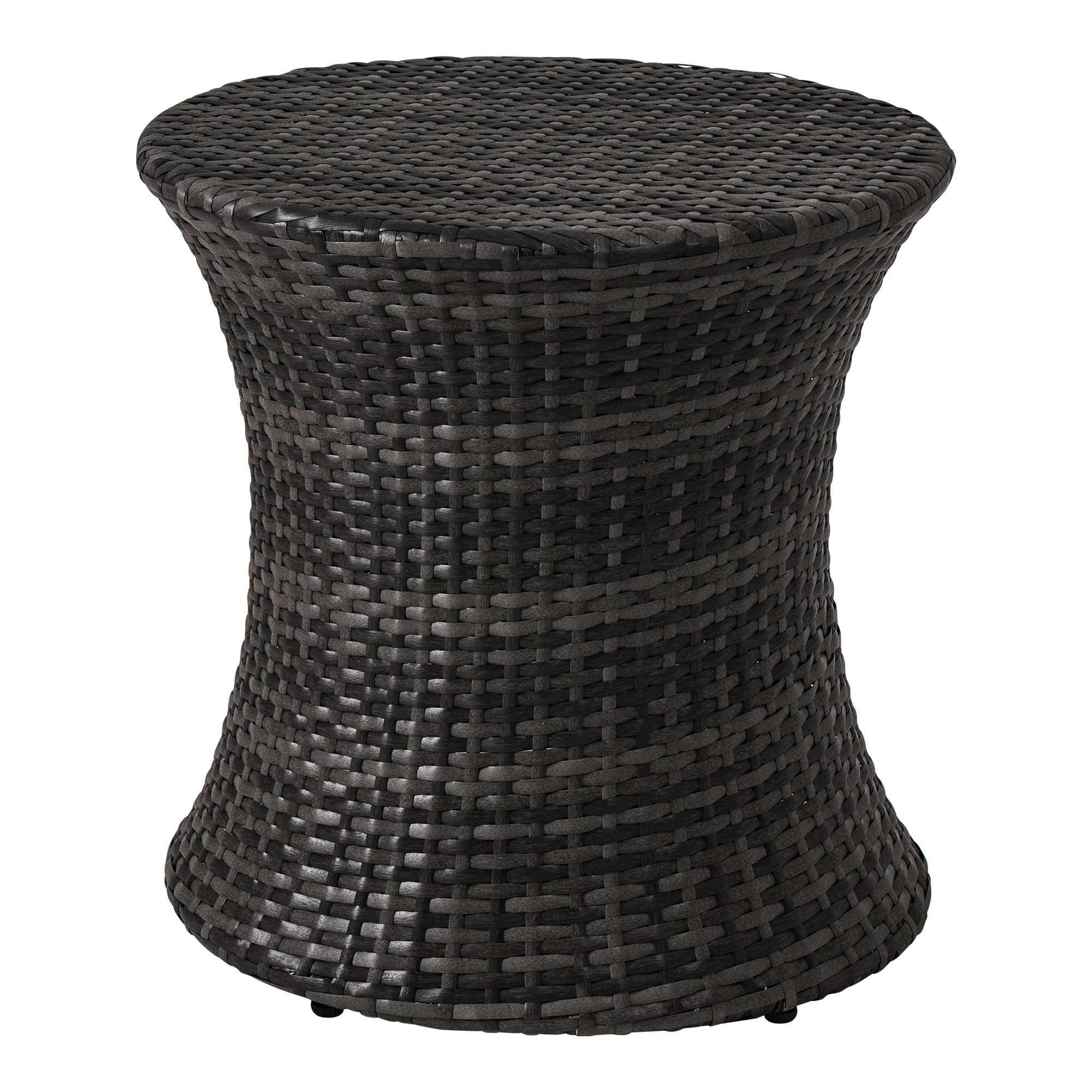 Hourglass Wicker Brown Steel Frame Side Table