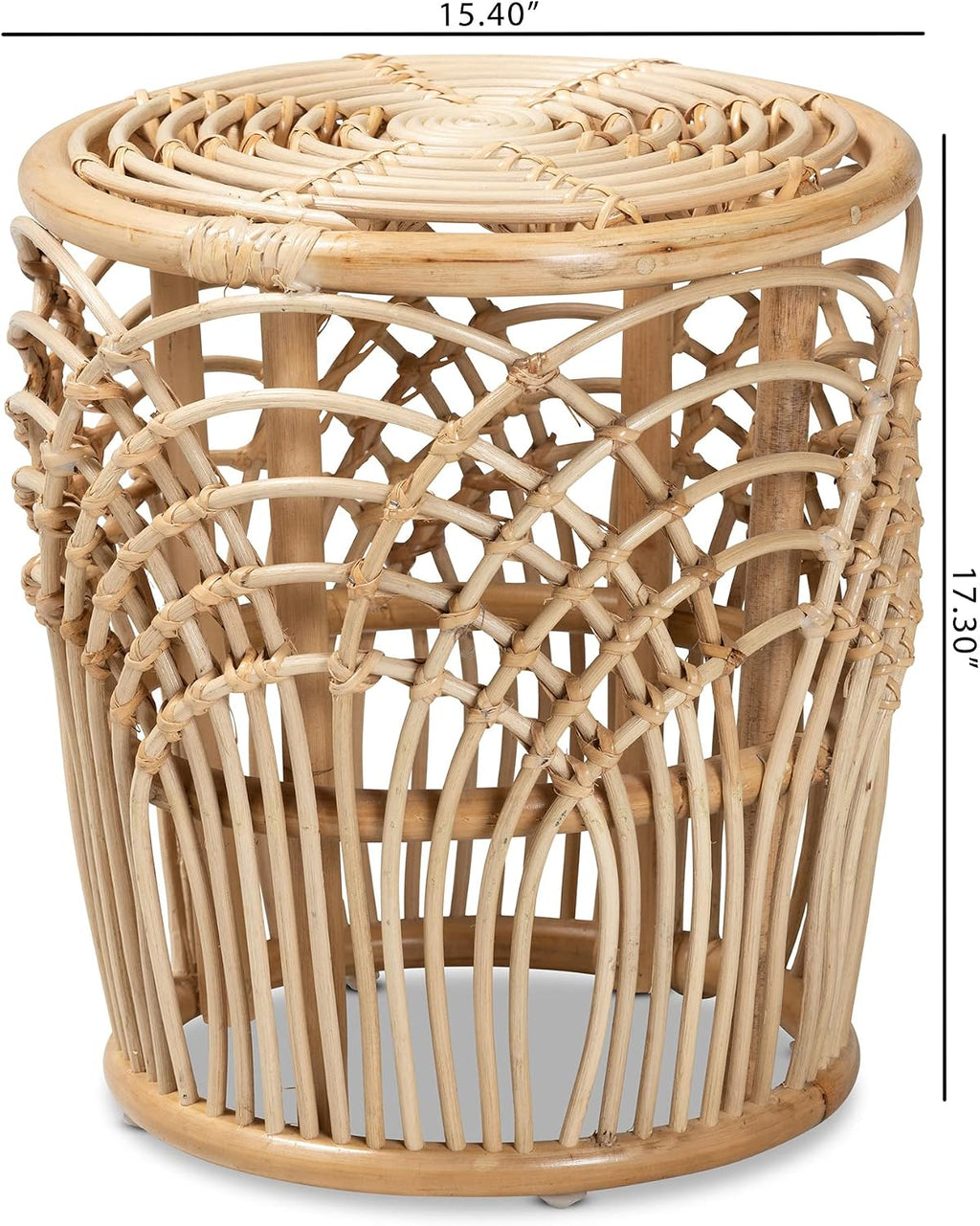 Modern Bohemian Natural Woven Rattan End Table