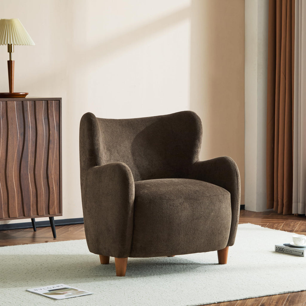 Velvet Wingback Dusty Orchid Fabric Accent Chair