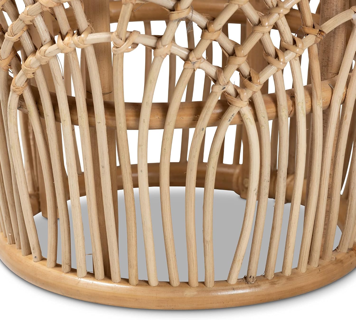 Modern Bohemian Natural Woven Rattan End Table