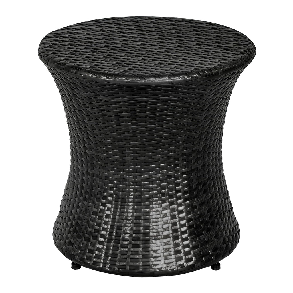 Hourglass Wicker Brown Steel Frame Side Table