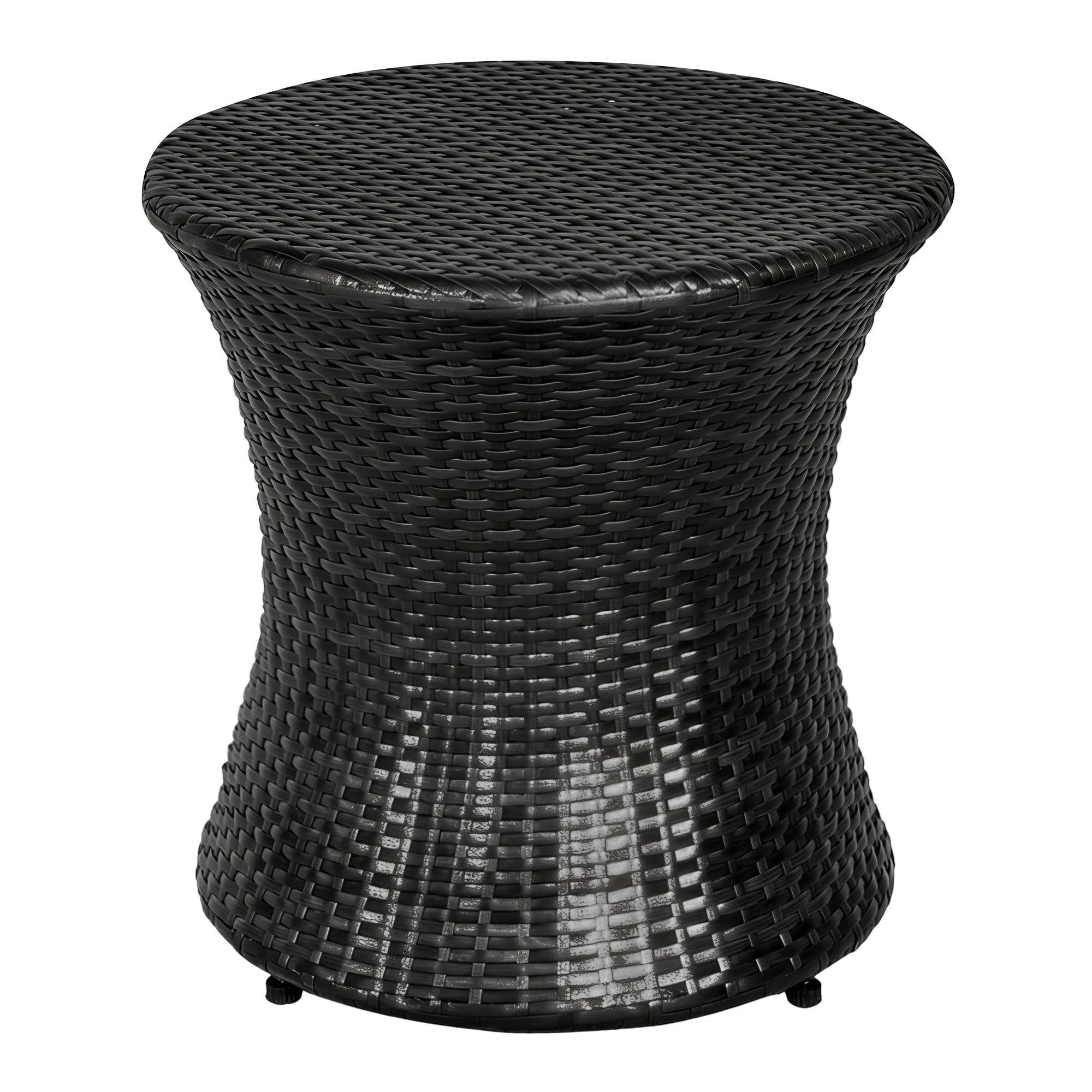 Hourglass Wicker Brown Steel Frame Side Table