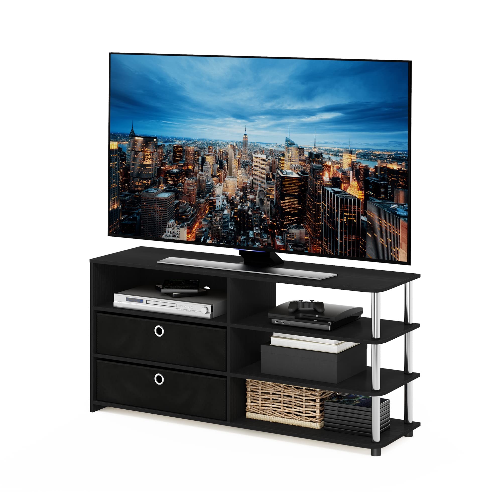 Espresso 2-Tier Door Cabinet TV Stand Console