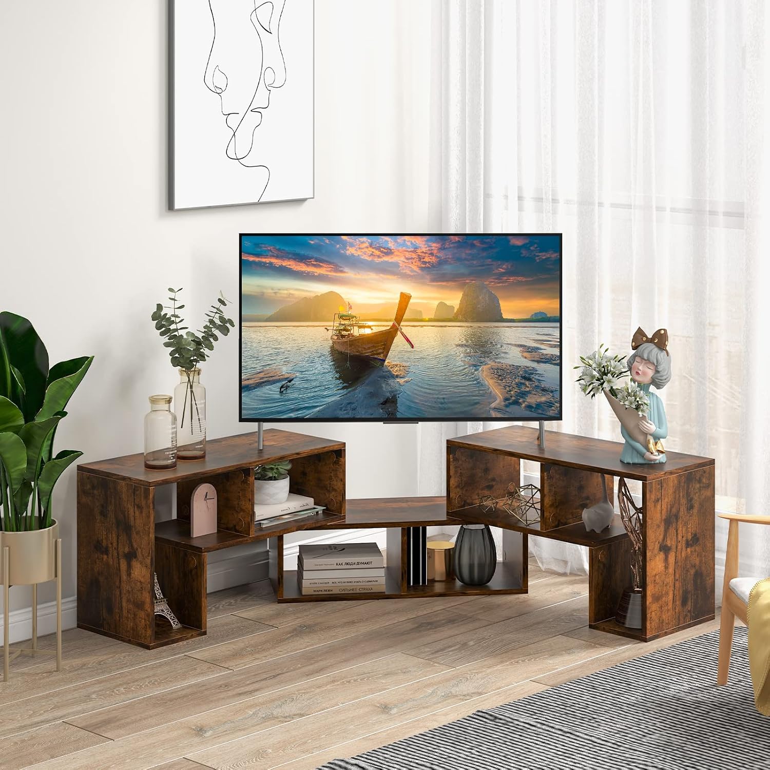 Brown 3-Piece DIY Storage TV Console Set