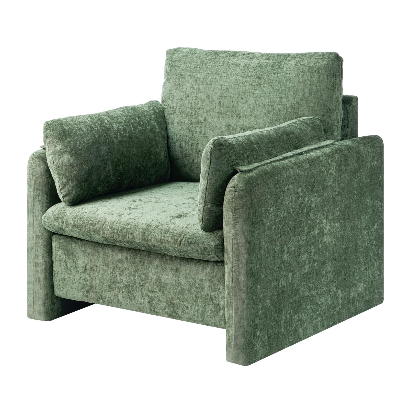 Oversized Green Padded Arm Reading Accent Chair