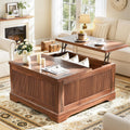 Walnut Fluted Square Lift Top Storage Coffee Table