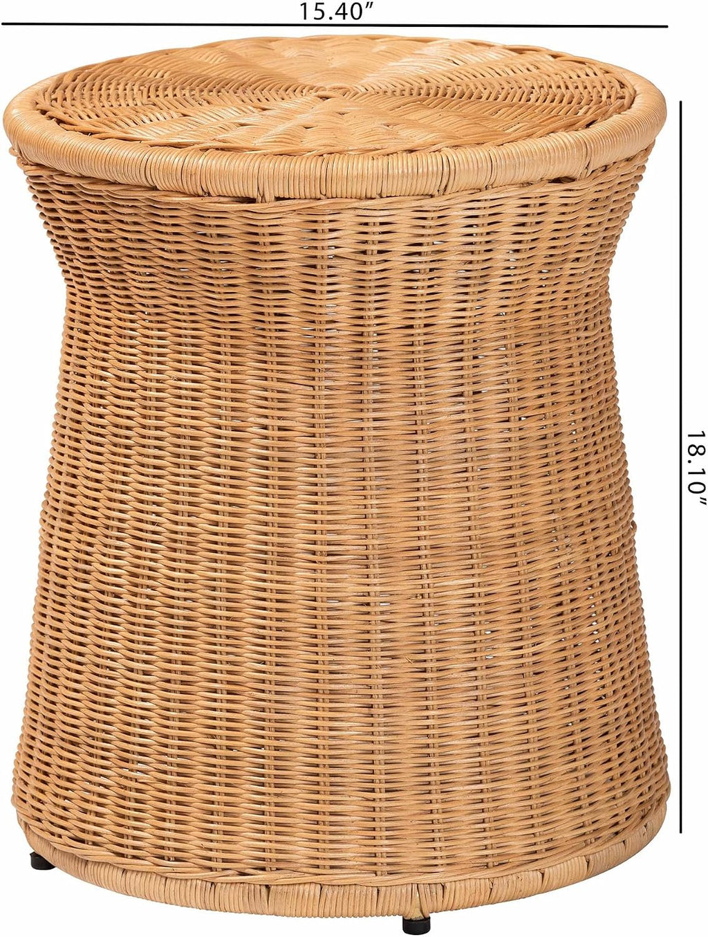Handwoven Rattan Drum Honey Round End Table