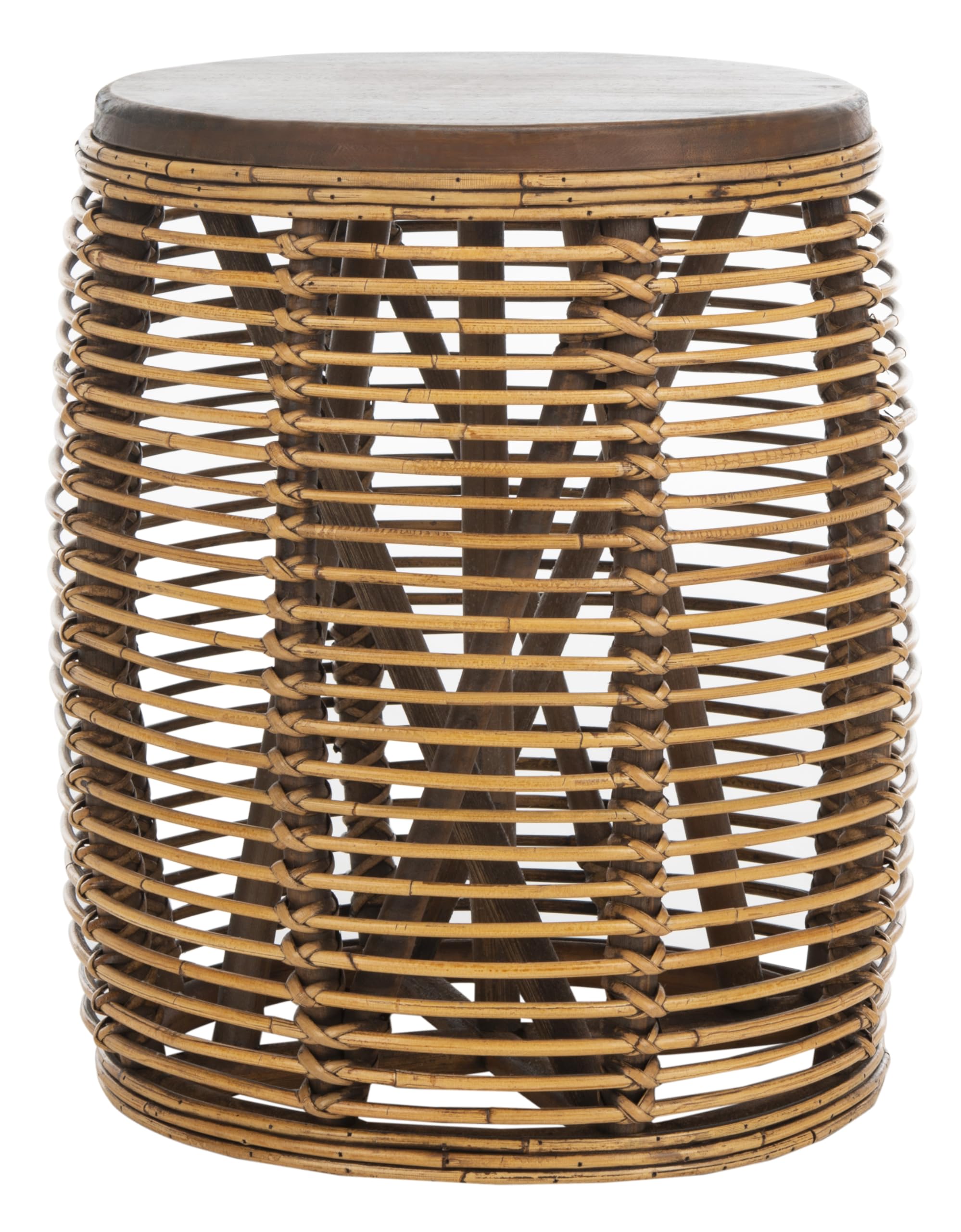 Coastal Natural Woven Rattan Drum Stool Table