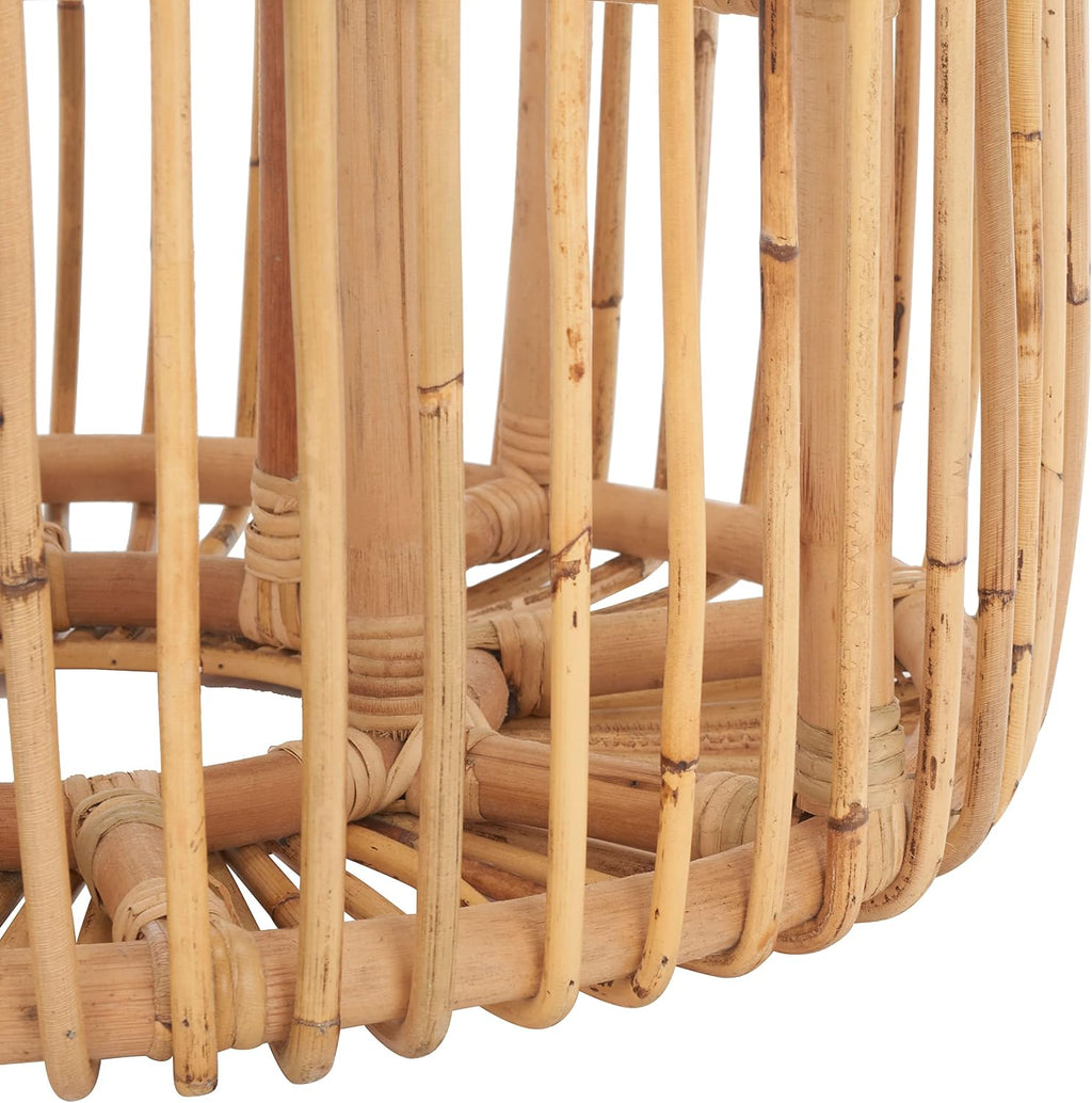 Natural Rattan Round Drum Coastal Accent Table