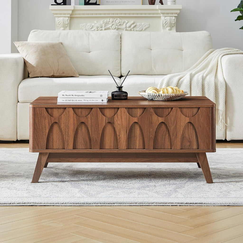 Mid Century Lift Top Storage Rectangular Coffee Table